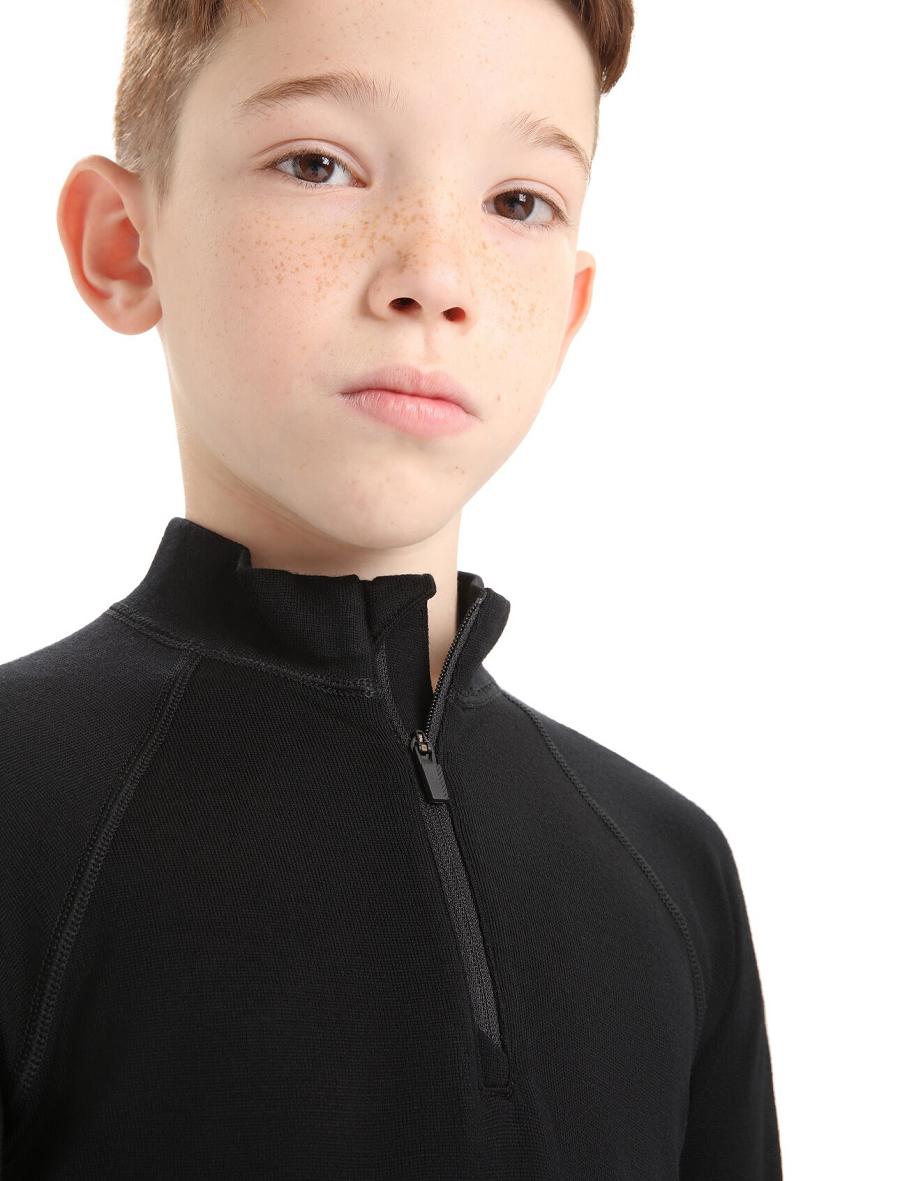 Long Sleeve Icebreaker Merino 260 Tech Half Zip Thermal Top Enfant Noir | FR 1941FDNM